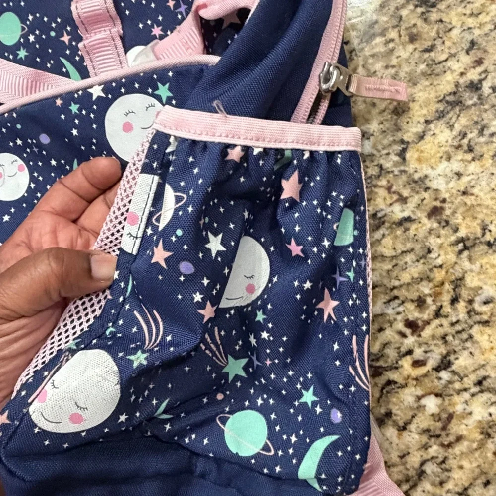 Pottery Barn Kids Mackenzie Navy Celestial Moon Stars Backpack Pink Trim Large